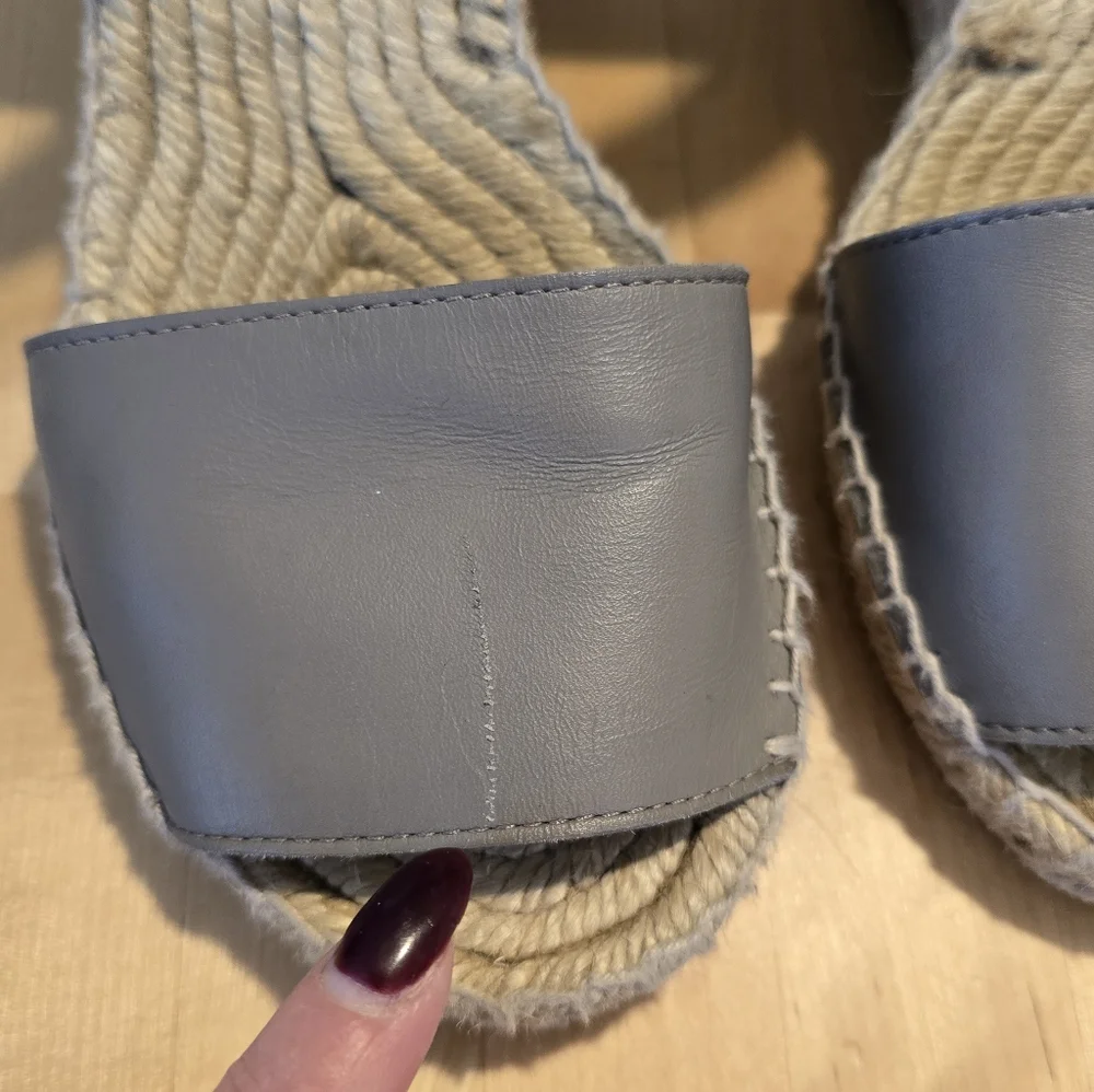 Vince Espadrille Wedges Grey Beige Size 8M